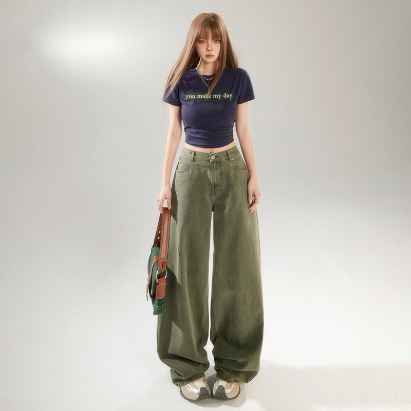 Straight Leg Wide-Leg Denim Pants for Women and Men Loose Fit