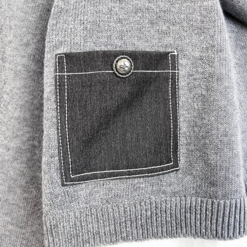 Casual versatile lapel long sleeved single breasted solid color knitted sweater for women