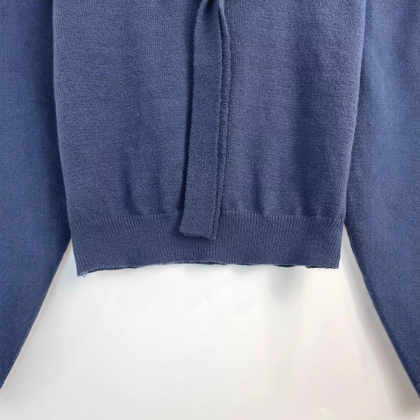 Versatile color blocking patchwork collar long sleeved solid color knitted sweater for women