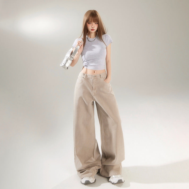 Straight Leg Wide-Leg Denim Pants for Women and Men Loose Fit