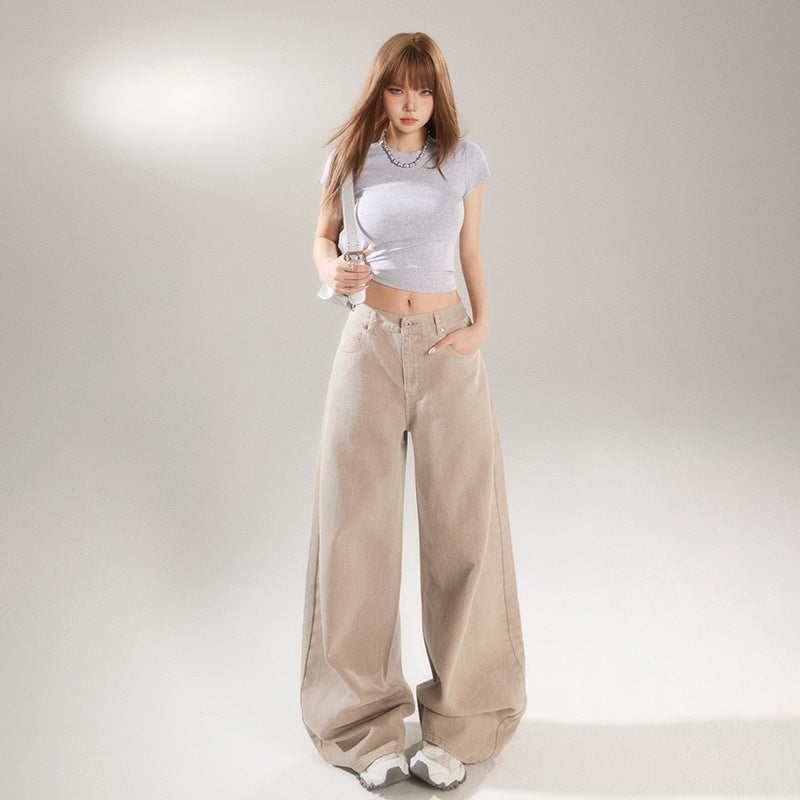 Straight Leg Wide-Leg Denim Pants for Women and Men Loose Fit