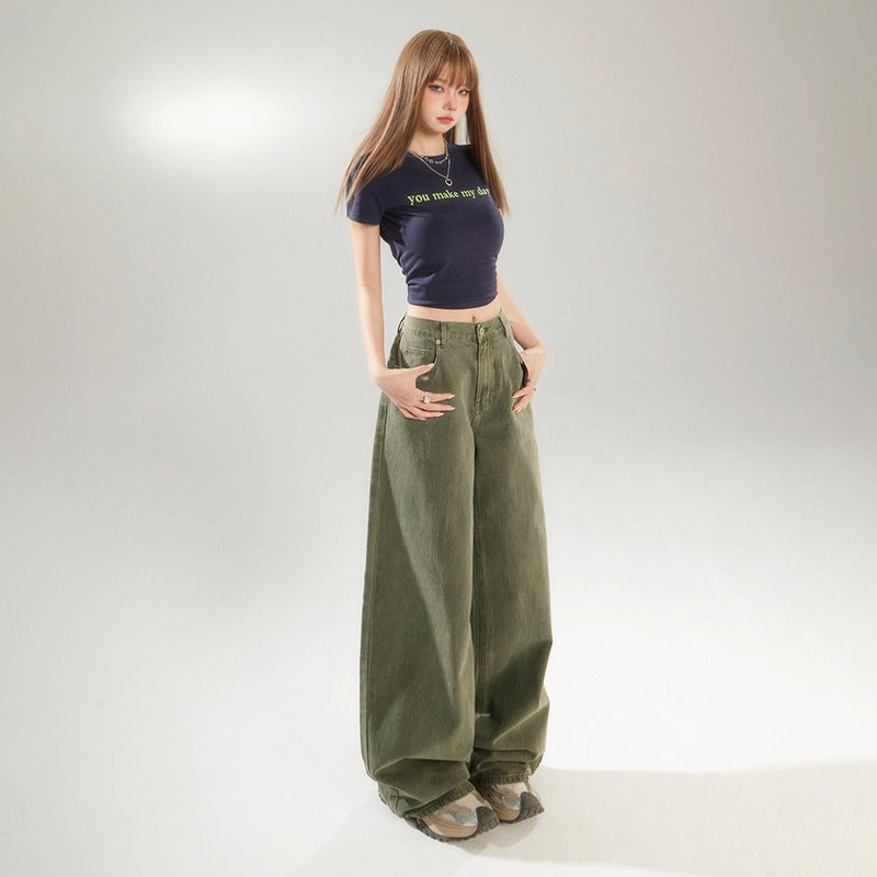 Straight Leg Wide-Leg Denim Pants for Women and Men Loose Fit